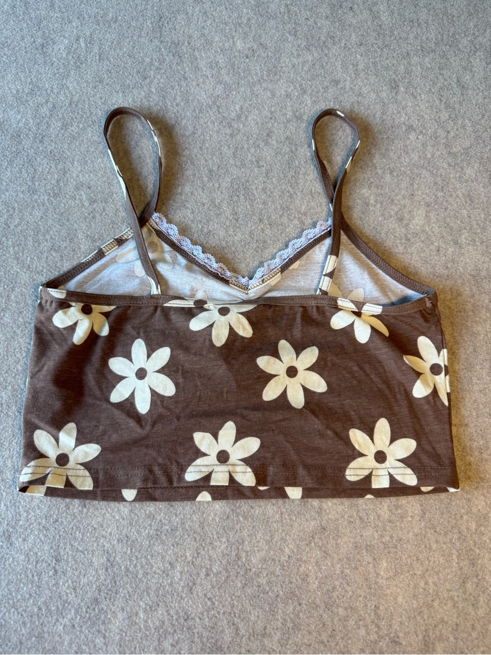 Brown Floral Spaghetti-Strap Crop Tank Top - Picture 5 of 6